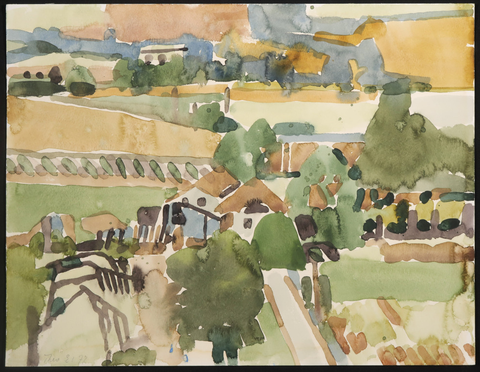 Theo Elfrink: Aquarel, Zuid-Frans landschap kopen? Bied vanaf 20!