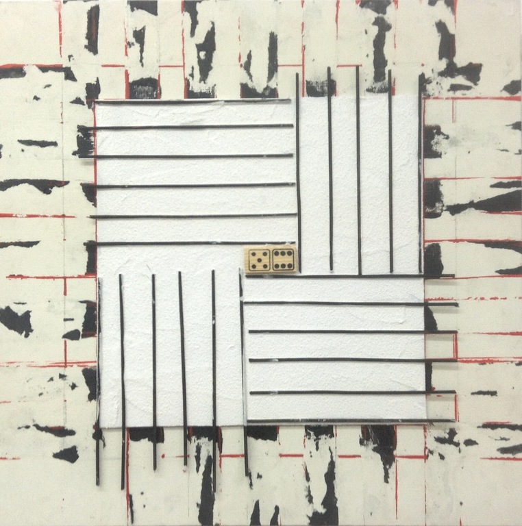 Marlies Lebesque, mixed media, gesigneerd verkocht voor € 60!