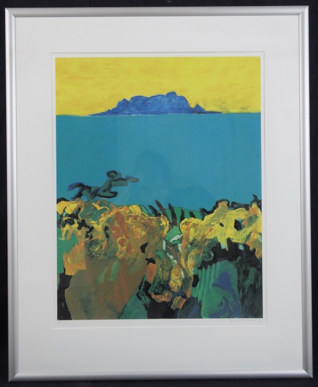 Jeroen Krabbe: Zeedruk, Blue Mountain - Ingelijst verkocht voor € 100!