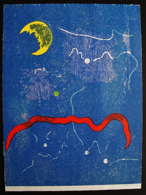 Jef Diederen - Jef Diederen houtsnede op rijstpapier - 1988 kopen? Bied vanaf 85!