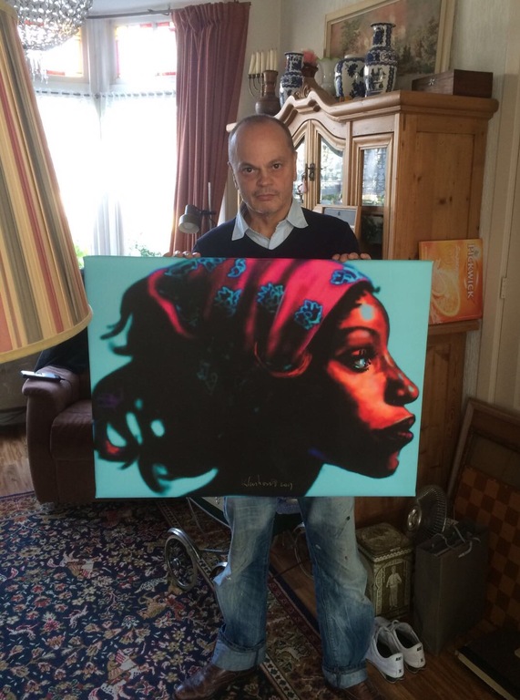 Peter Klashorst - Gesigneerde offsetdruk op katoen: Pop Art African Woman kopen? Bied vanaf 1!