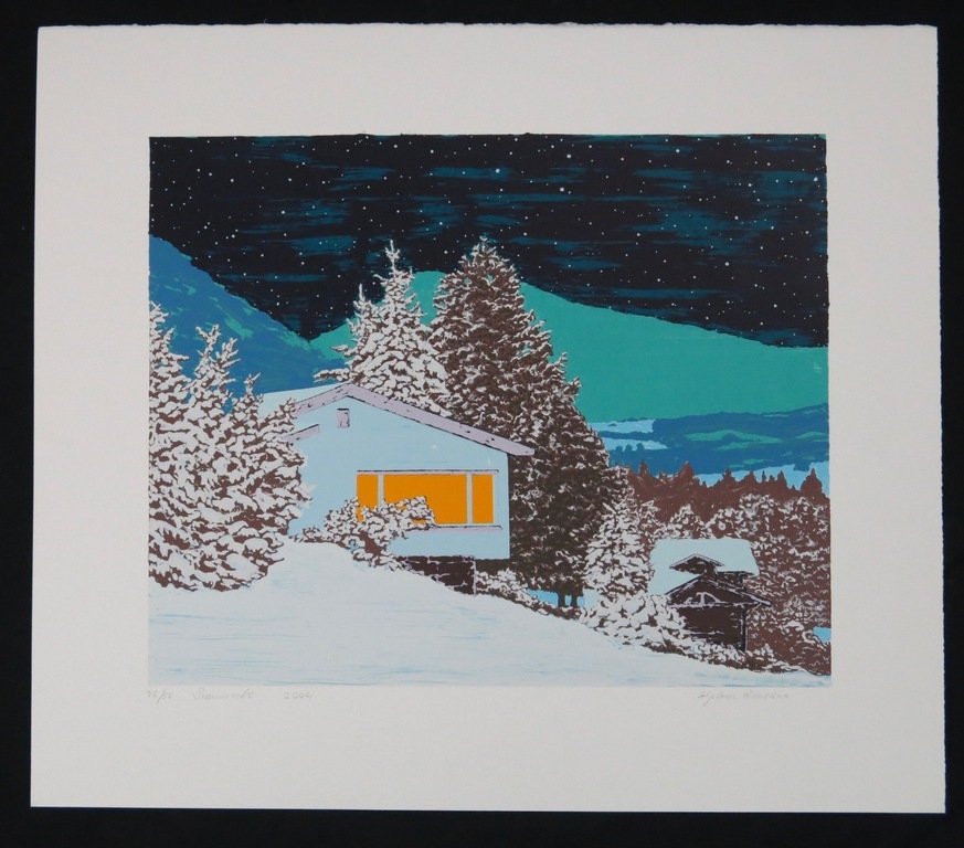 Hjalmar Riemersma: Zeefdruk, Sneeuwnacht kopen? Bied vanaf 1!