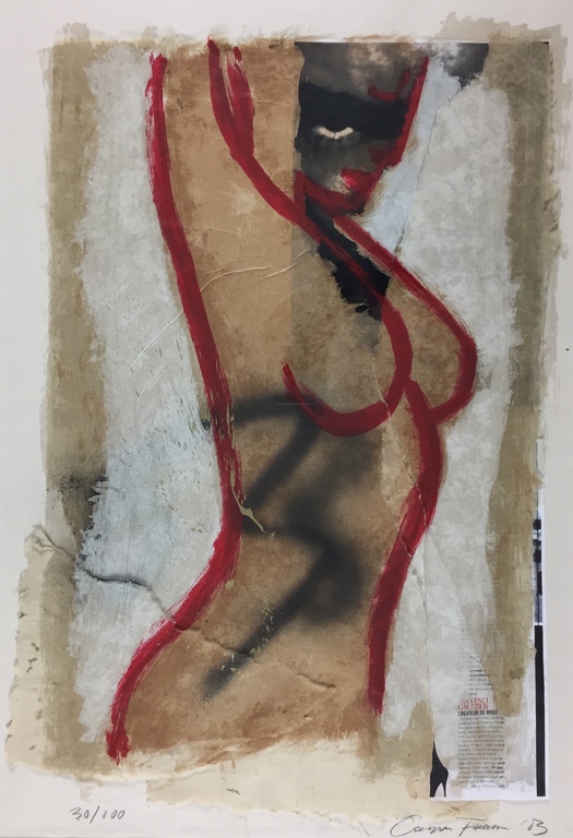 Casper Faassen, zeefdruk/collage, 'Desnudo', 2003 verkocht voor € 349!