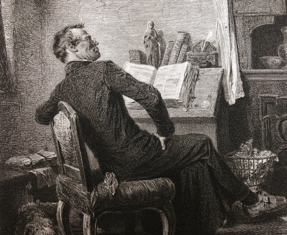 V. Rauscher. Originele staalgravure, circa 1890, Der sittenrichter kopen? Bied vanaf 1!