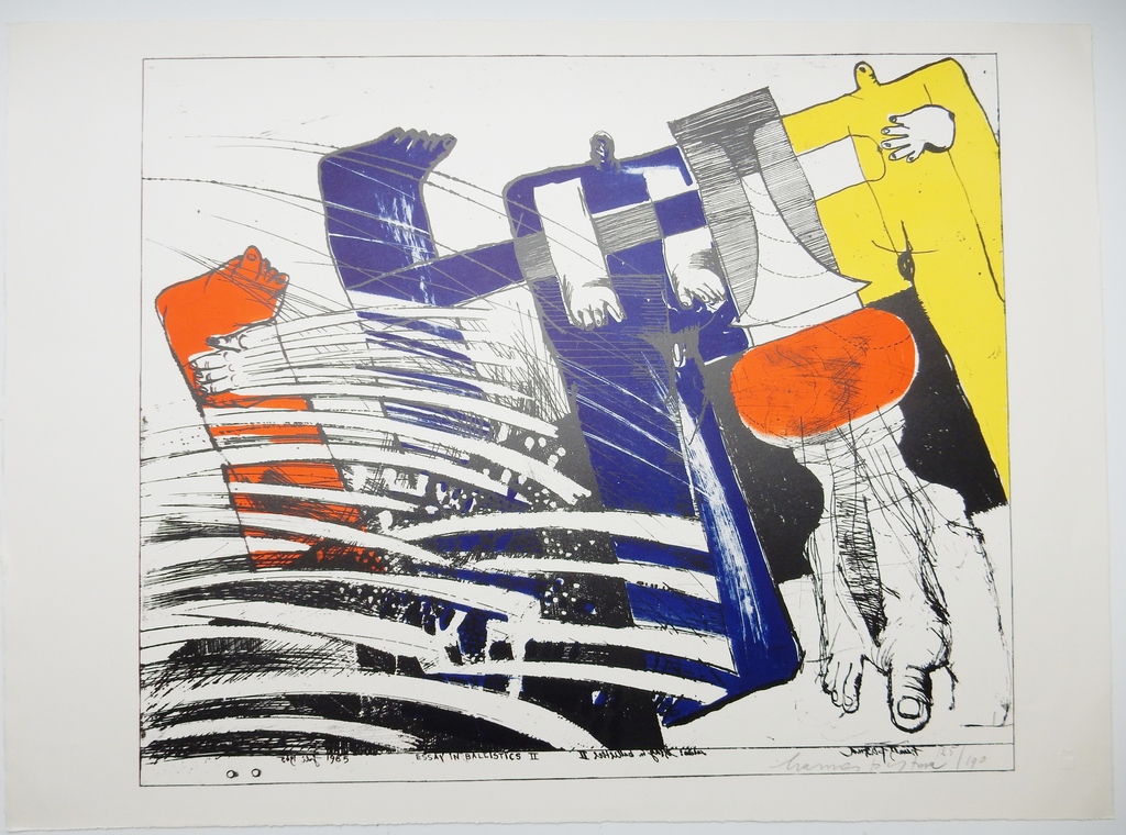 Hannes Postma, Zeefdruk: Essay in Ballistics, 1965, handgesigneerd kopen? Bied vanaf 35!