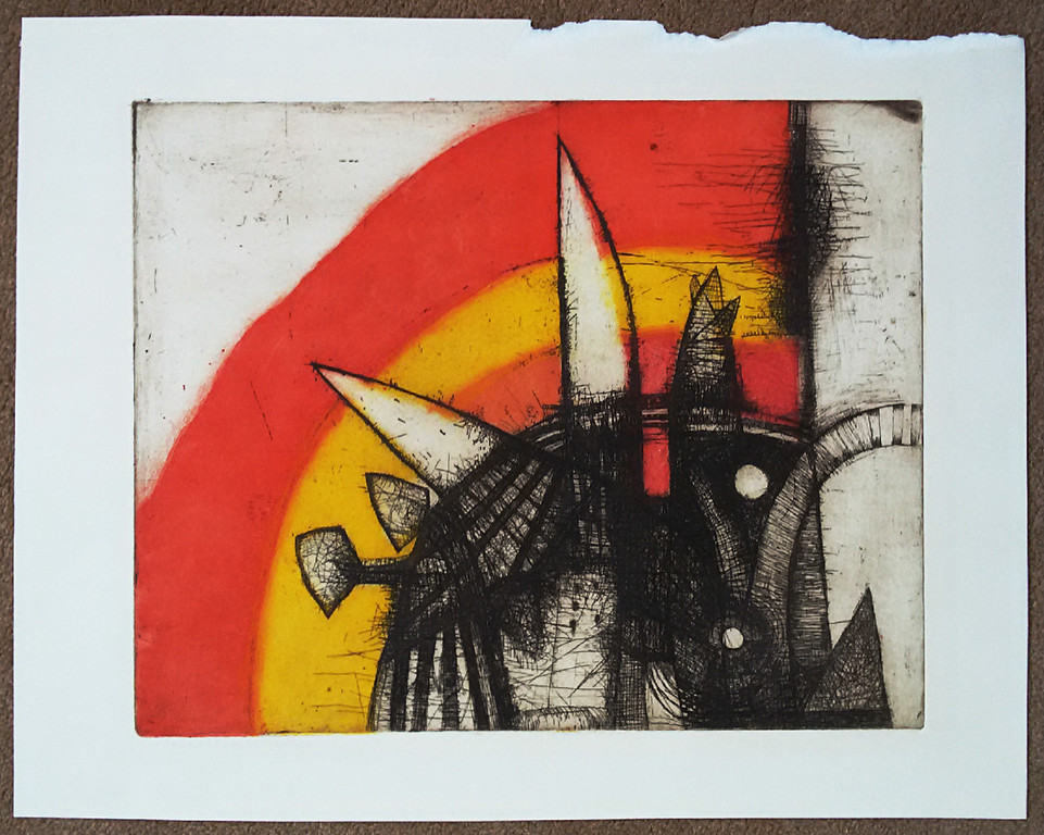 Guillaume Le Roy - Abstracte compositie, aquatint ets kopen? Bied vanaf 75!