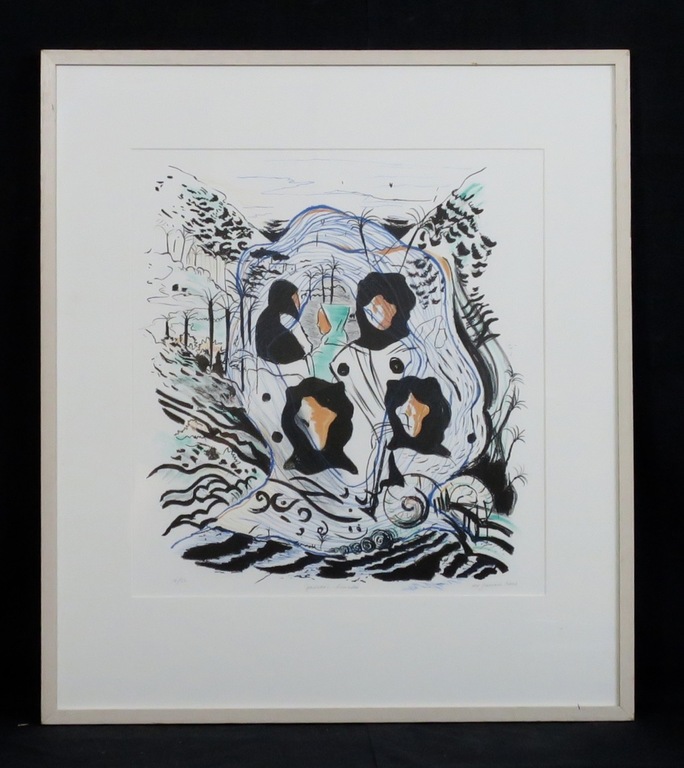 Nour -Edinne Jarram: Litho, Pensees nomades - Ingelijst kopen? Bied vanaf 20!