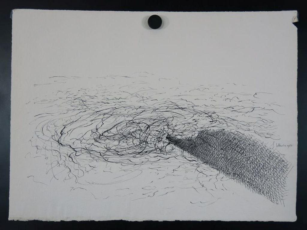 Jaap Hillenius: Inkttekening, zonder titel (water langs de pier) kopen? Bied vanaf 1!