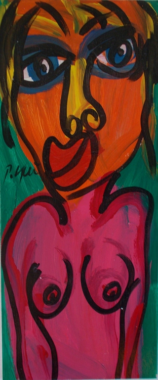 Peter Rober Keil,naakt acryl op spaanplaat. verkocht voor € 175!