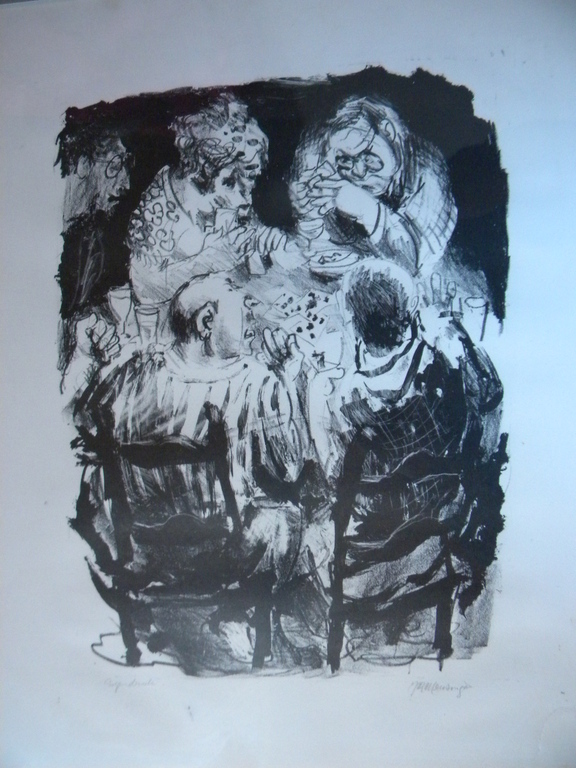 Jan Mensinga- lithografie “Kroegfiguren” verkocht voor € 45!