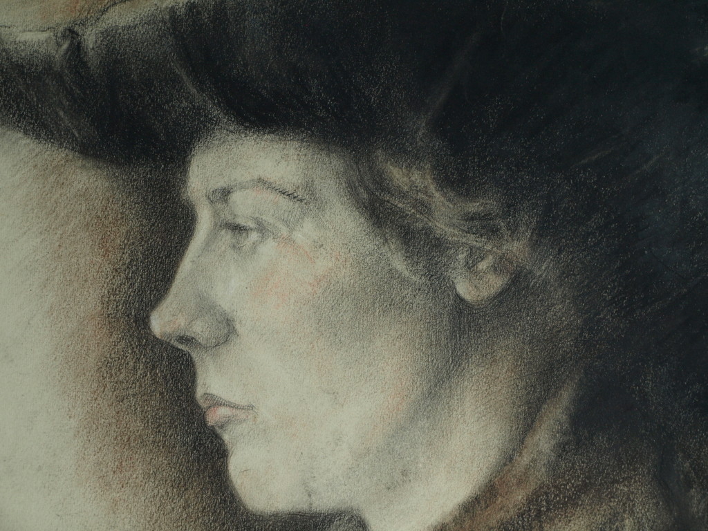 Elias Smalhout : Tekening , Bregtje met zwarte hoed – ca 1920  kopen? Bied vanaf 1!