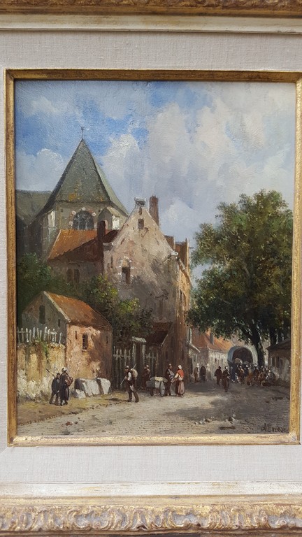 Adrianus Eversen (Amsterdam 1818 - Delft 1897) Zomers stadsgezicht. kopen? Bied vanaf 7550!