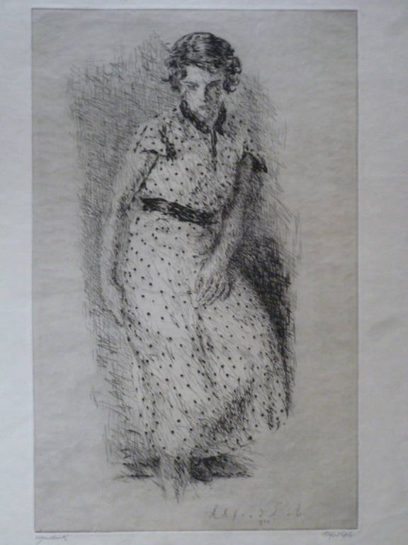 Alfred Löb - ets - Vrouw met gestippelde jurk kopen? Bied vanaf 40!