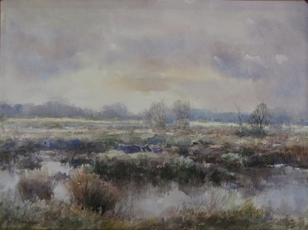 Frans Manders: Aquarel, Landschap verkocht voor € 75!