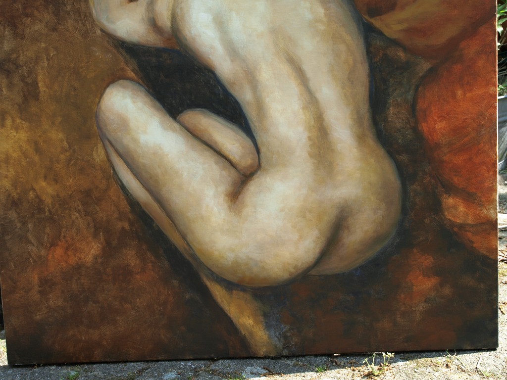 Acrylverf op doek – Naakte vrouw – 100 x 120 cm  kopen? Bied vanaf 100!