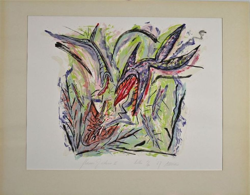 Anne-Marie Hoeven : kleurenlitho - Flowers & Violence II kopen? Bied vanaf 20!