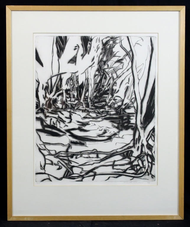 Frank Dekkers: Ets, Oever - Ingelijst verkocht voor € 45!