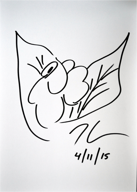 Jeff Koons, originele 'flower' schets, gesigneerd - 2015 kopen? Bied vanaf 500!