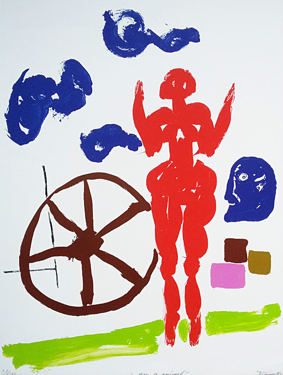 Alphons Freymuth - Man or animal, zeefdruk verkocht voor € 50!