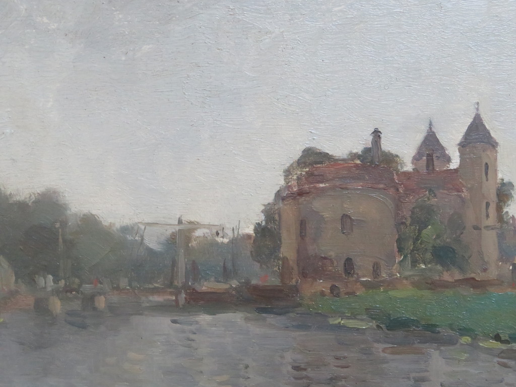 Hugo van Schaik - olieverf op paneel - Gezicht op slot Loevestein kopen? Bied vanaf 1!