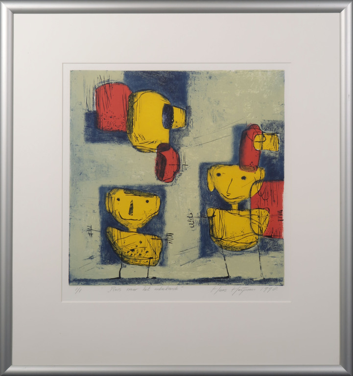 Hans Heijman: Ets, Reis naar het onbekende - Ingelijst verkocht voor € 50!