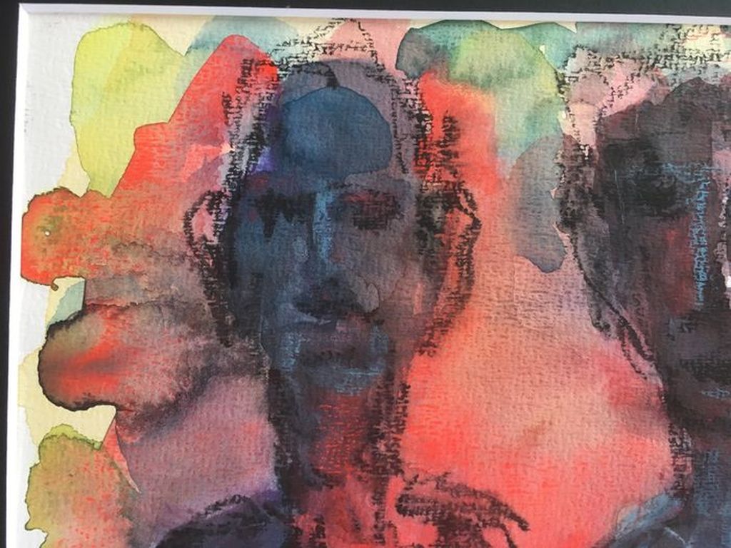 Onbekende Kunstenaar - Aquarel met krijt - Paaseiland figuren kopen? Bied vanaf 1!