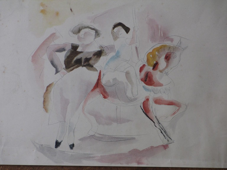 Anoniem (Franse School), In de draaimolen, Gemengde techniek kopen? Bied vanaf 1!