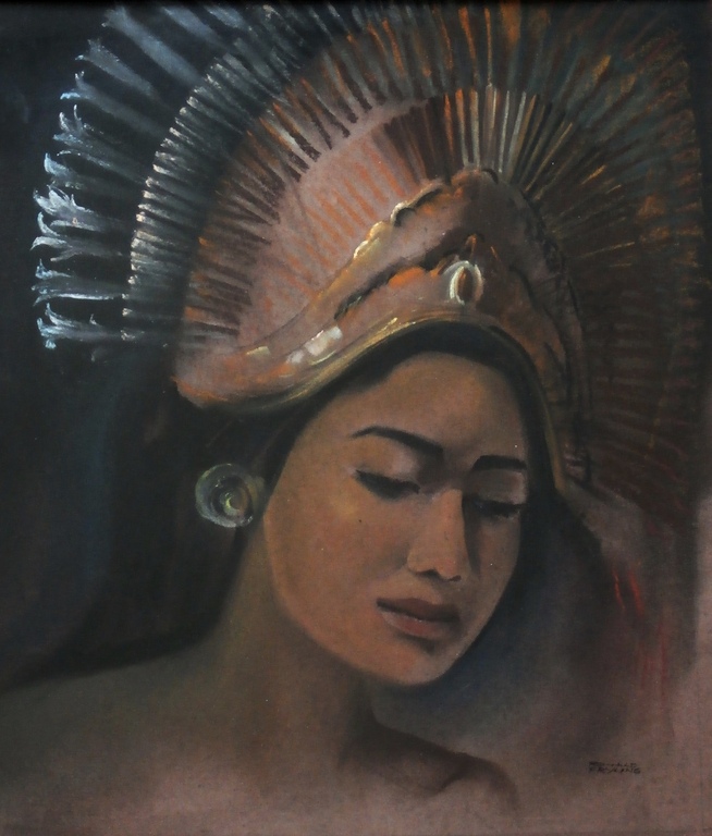 Ronald Fryling - Ronald Fryling - pastel: Balinese danseres verkocht voor € 299!