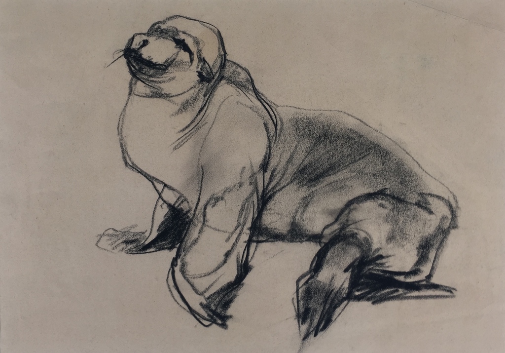 Nico Molenkamp - Nico Molenkamp, krijttekening op papier verkocht voor € 240!