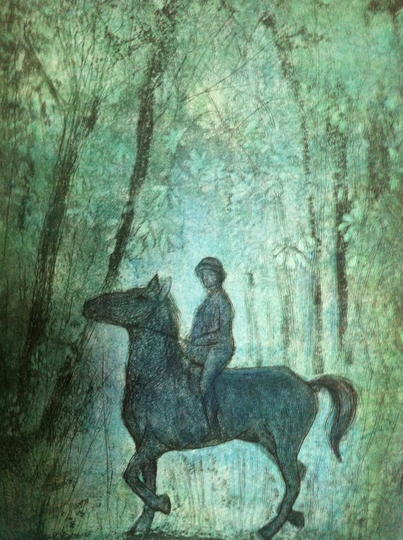 Ronnie Meerts, kleur ets, De Blauwe Ruiter verkocht voor € 75!