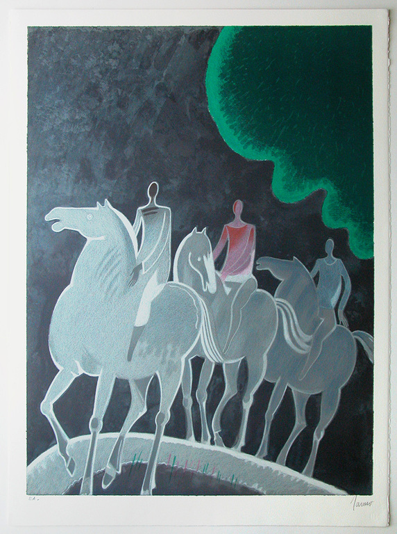 Albert Zavaro, 'Chevauchee Nocturneâ�� â�� originele lithografie, gesigneerd kopen? Bied vanaf 49!