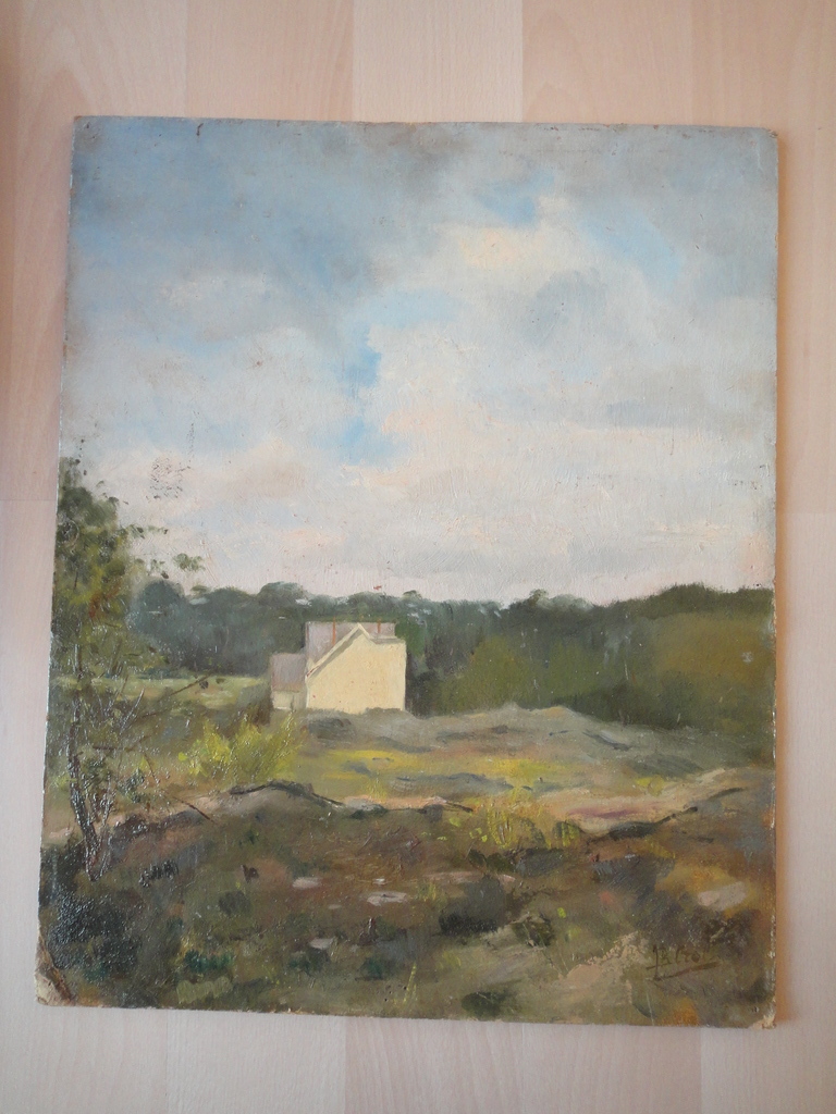 Johannes Baptista Crol, olieverf op board, 'villa in de duinen'. kopen? Bied vanaf 1!