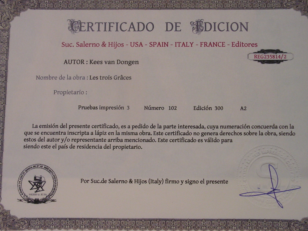 Kees van Dongen - 'Les trois Grâces' - Lithografie - gesigneerd - oplage 300 kopen? Bied vanaf 175!