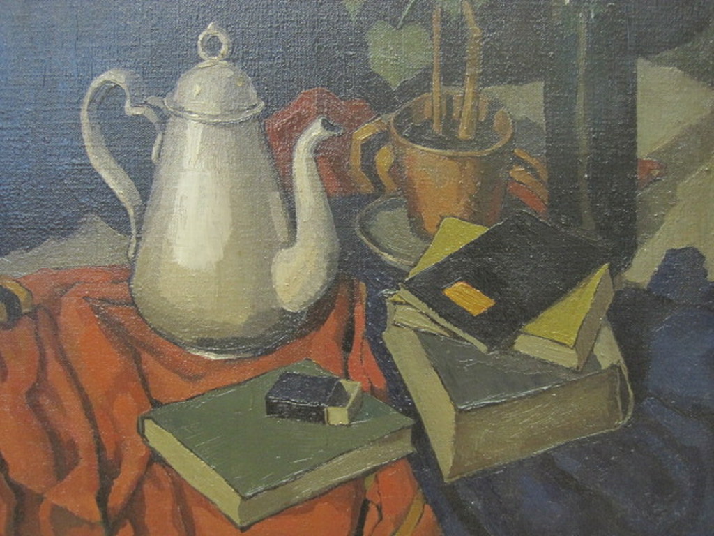 Henk Krijger 1914-1979 Nederlands-Indië olieverf "stilleven" ca. 1940 GROOT! kopen? Bied vanaf 1!