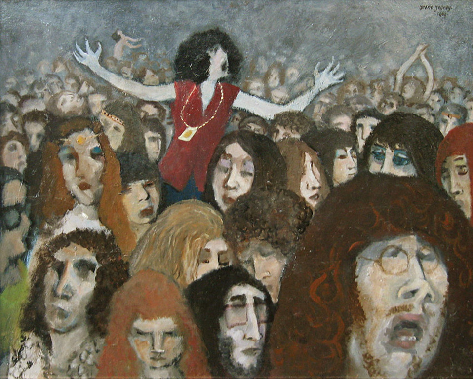 Irene Joffroy - Het concert - olieverf op paneel, gesign. verkocht voor € 195!