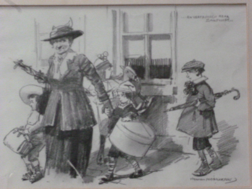 Herman Moerkerk - tekening - ....en vertrokken naar Zandvoort.... verkocht voor € 150!