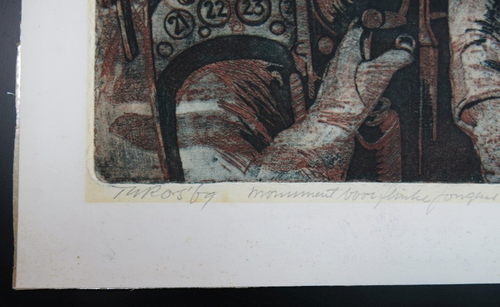 Theo Ros: Aquatint, Monument voor flinke jongens kopen? Bied vanaf 1!