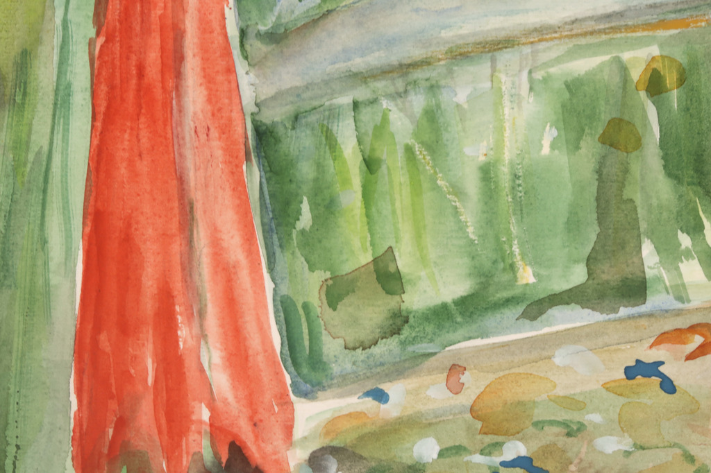 Onbekend: Aquarel, hoed en stoel kopen? Bied vanaf 1!