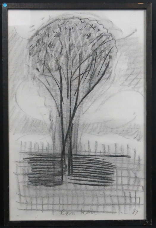 Leon Tebbe: Houtskool op papier, Boslandschap 13 - Ingelijst kopen? Bied vanaf 1!