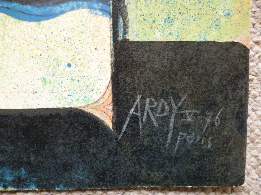 Ardy Struwer - kleurenlitho - Compositie met palet kopen? Bied vanaf 35!