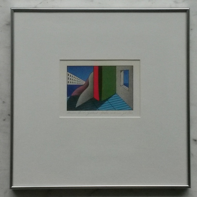 Marinus Fuit - litho - Gekleurd object in interieur - ingelijst kopen? Bied vanaf 40!