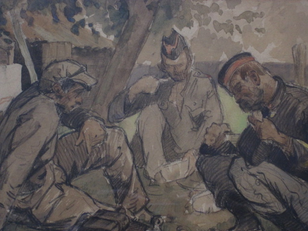 antieke aquarel "mobilisatie Nederlandse leger" onduidelijk gesigneerd 1914 kopen? Bied vanaf 1!