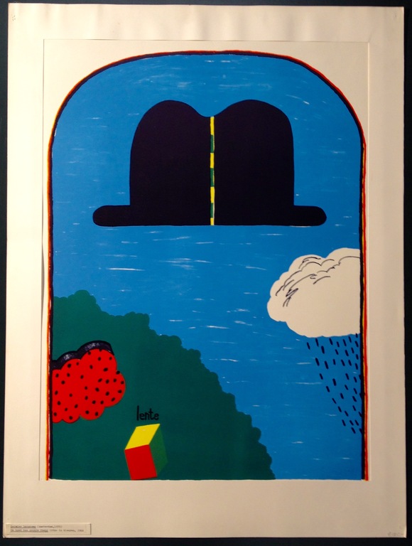 Reinier Lucassen, litho in kleuren, "De Hoed van Archie Shepp", 1968 verkocht voor € 80!