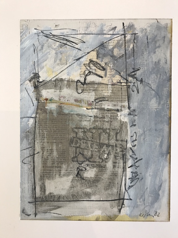 Leo de Jong gemengde technieken op papier/ kranten, gesigneerd. 1982 kopen? Bied vanaf 1!