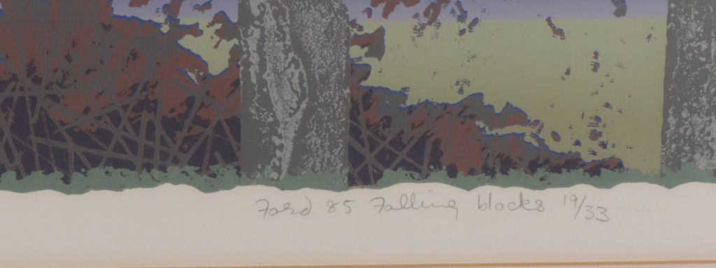 Anita Ford: Zeefdruk, Falling blocks - Ingelijst kopen? Bied vanaf 1!