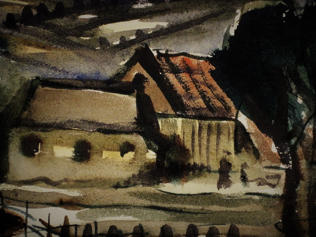 Weergaloos mooi Aquarel "Avond boven Limburgs landschap" van Jac Mels  kopen? Bied vanaf 1!