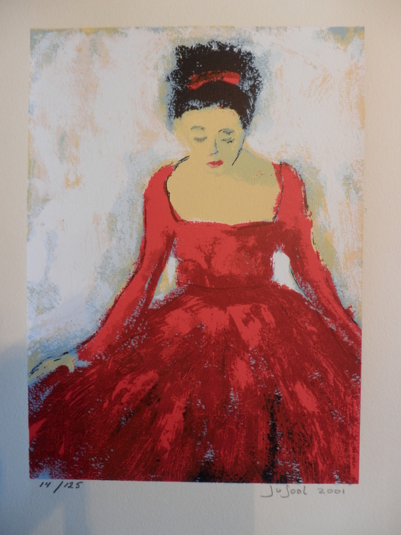 JOSE van GOOL   Litho  DAME IN HET ROOD  Handgesigneerd kopen? Bied vanaf 25!