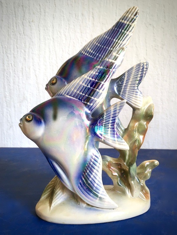 Groot Polychroom vissen vormstuk - JEMA keramisch Atelier Maastricht -1950's kopen? Bied vanaf 9!