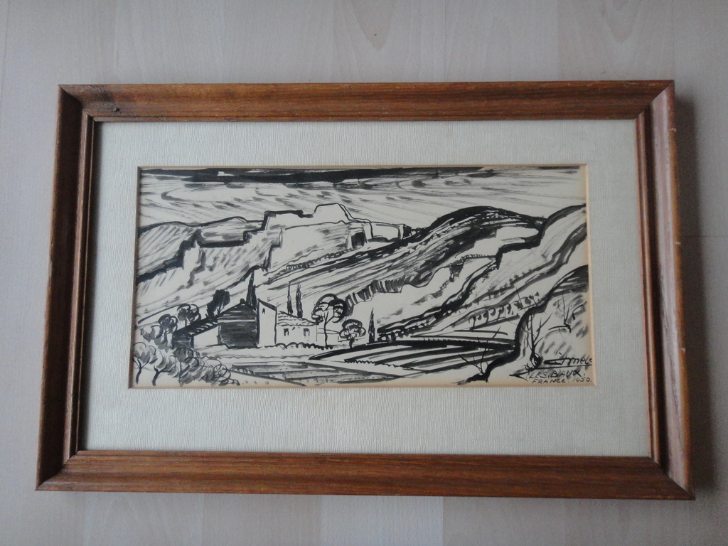 Jacques Mels (1899-1974), aquarel, Frans landschap: 'Les Baux' kopen? Bied vanaf 50!