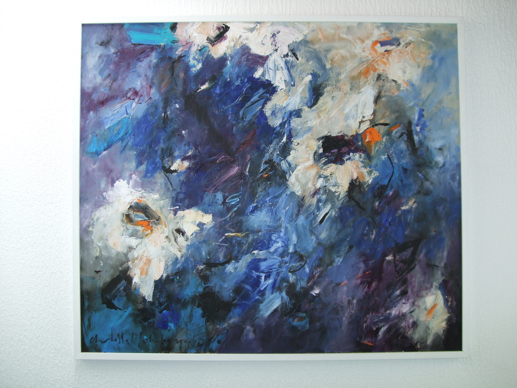 Olieverfschilderij op doek van Charlotte Molenkamp.Titel Blauwe tuin verkocht voor € 2900!